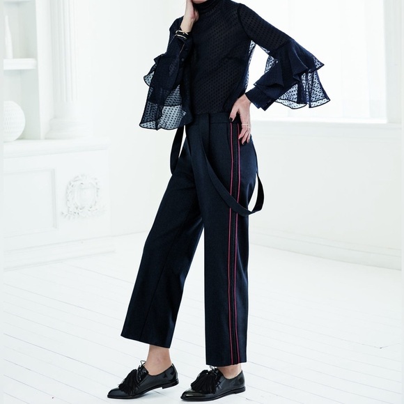 Chelsea28 Pants - Olivia Palermo + Chelsea28 nave red ribbon Suspender Pants women’s size 14 $149